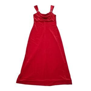 Onyx Nite by Wendye Chaitin Red Velvet Velour Sleeveless Shoulder Strap Dress